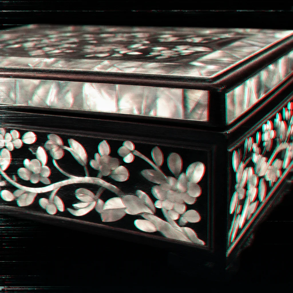 Retro gift box with VHS chromatic aberration effect